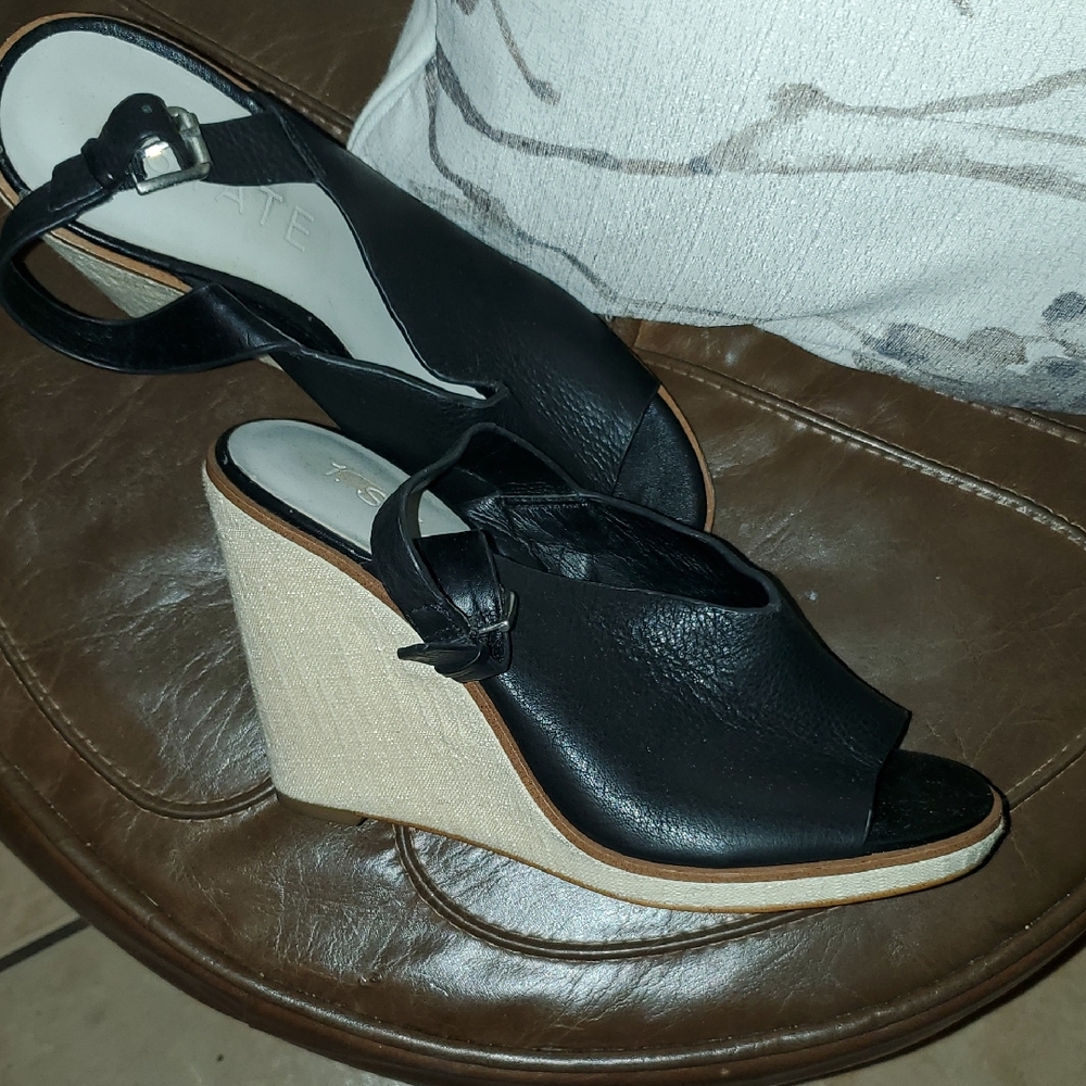 1. State Black and Tan Wedge Sandals LIKE NEW CONDITON